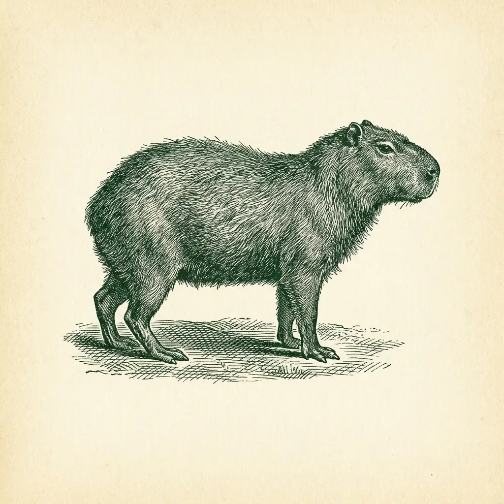 Antique engraving of a capybara