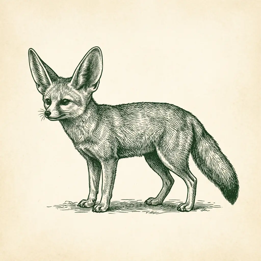 Antique engraving of a fennec fox