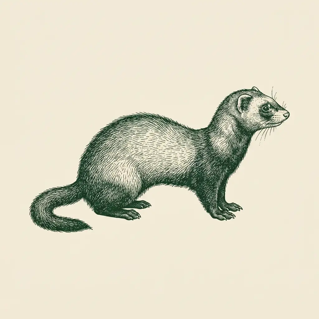 Antique engraving of a ferret