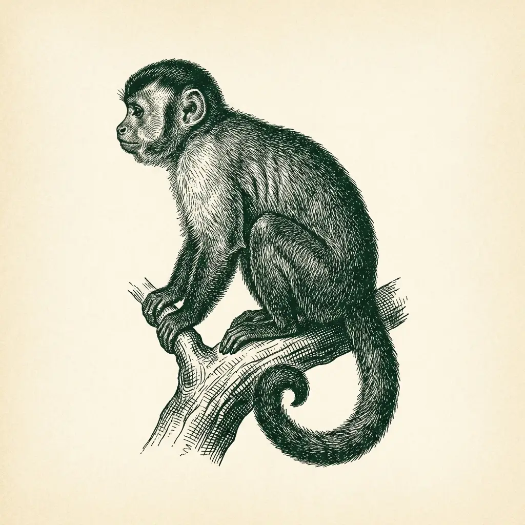 Antique engraving of a monkey