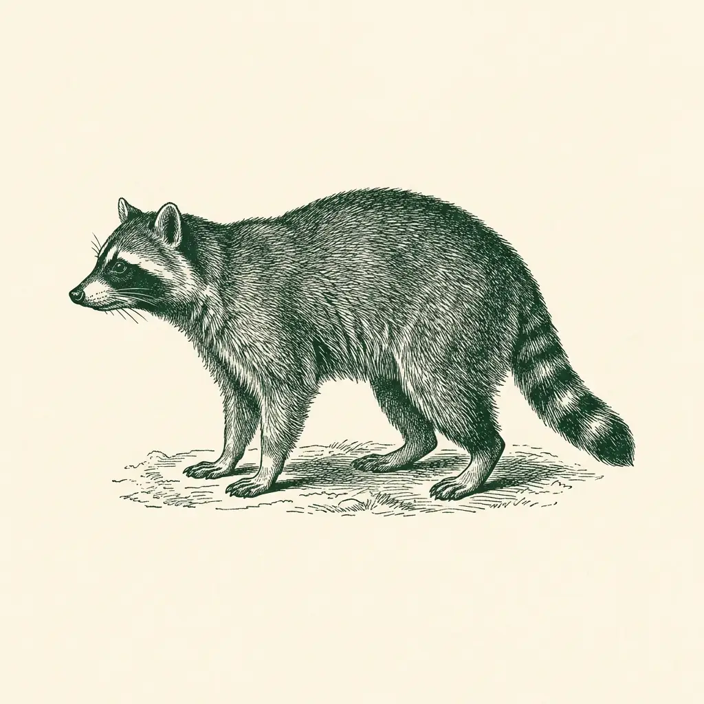 Antique engraving of a raccoon
