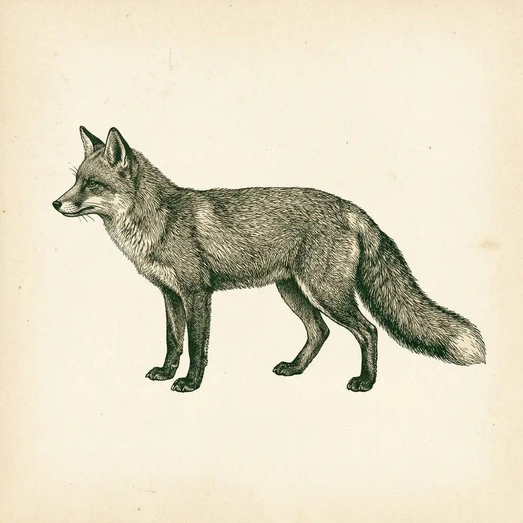 Antique engraving of a red fox