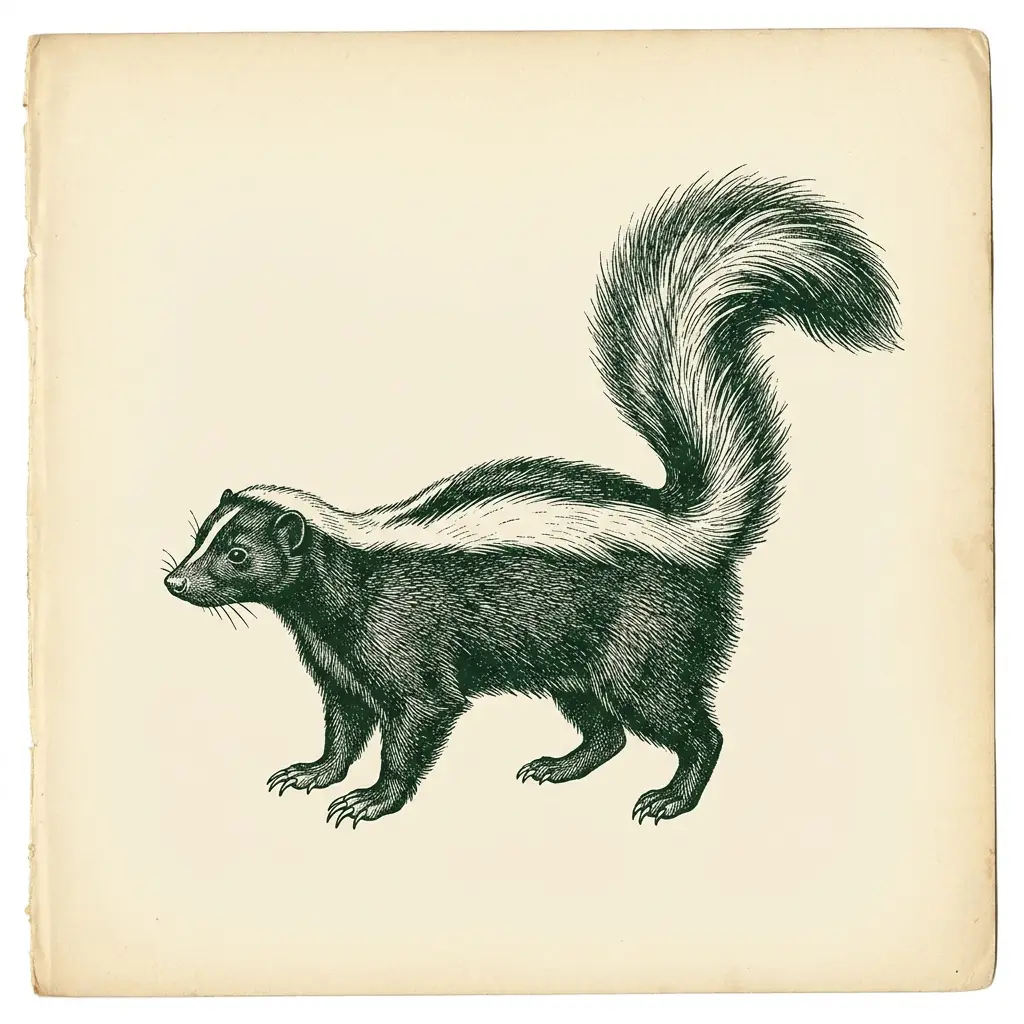 Antique engraving of a skunk