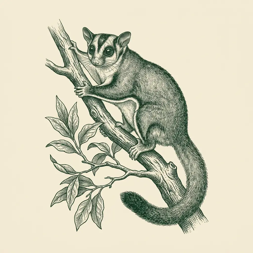 Antique engraving of a sugar glider